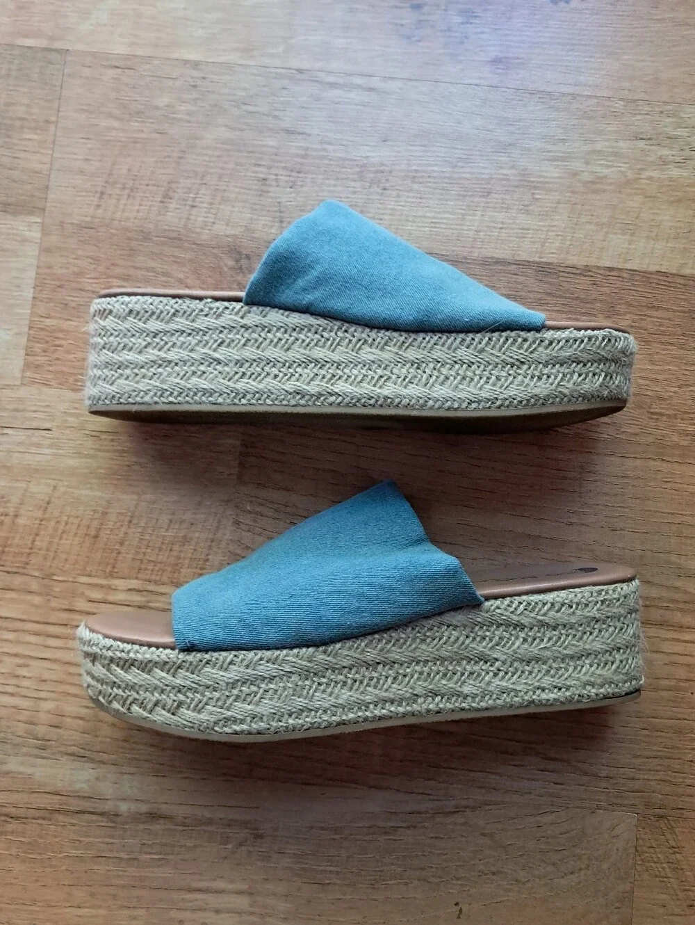 Big Buddha Fabric Platform Espadrille Wedge Slide Sandals Beachy Y2k Vibes